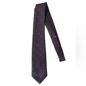 Oscar De La Renta Designer Neck Tie Vintage Brown Spell Out Logo Brown 70s 80s